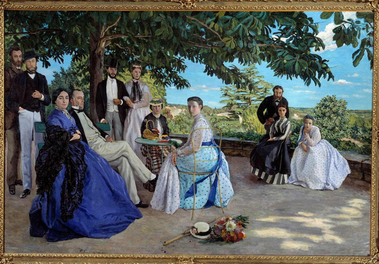 Riunione di famiglia: ritratto di una famiglia borghese francese riunita in un giardino da Jean Frederic Bazille