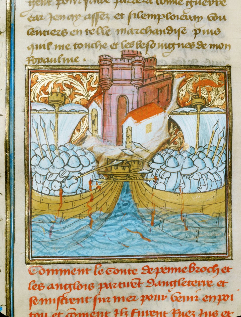 La battaglia navale di La Rochelle, in cui una flotta inglese fu sconfitta da una flotta spagnola al servizio della Francia ... da Jean Froissart