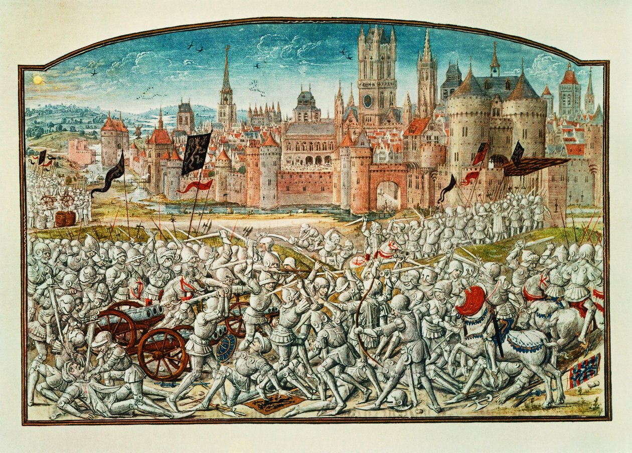 Vittoria degli abitanti di Gand davanti alle mura di Bruges ... da Jean Froissart