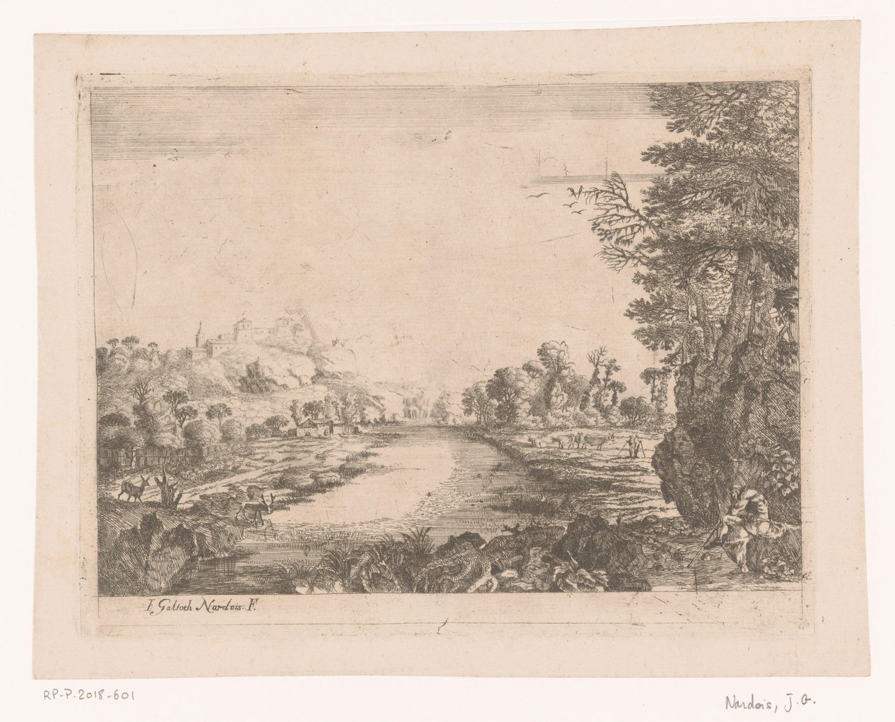 Paesaggio con vista su un fiume da Jean Galiot Nardois