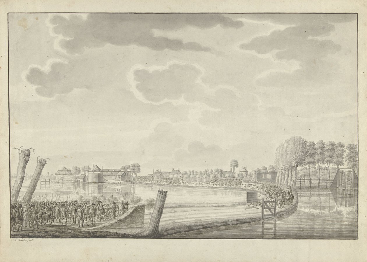 Attacco a Ouderkerk aan de Amstel, 1787 da Jean George Teissier (signed by artist)
