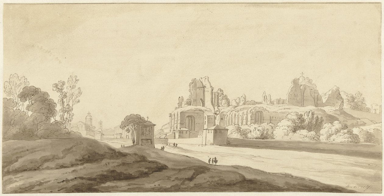 Veduta delle rovine del palazzo sul Palatino a Roma da Jean Grandjean (attributed to)