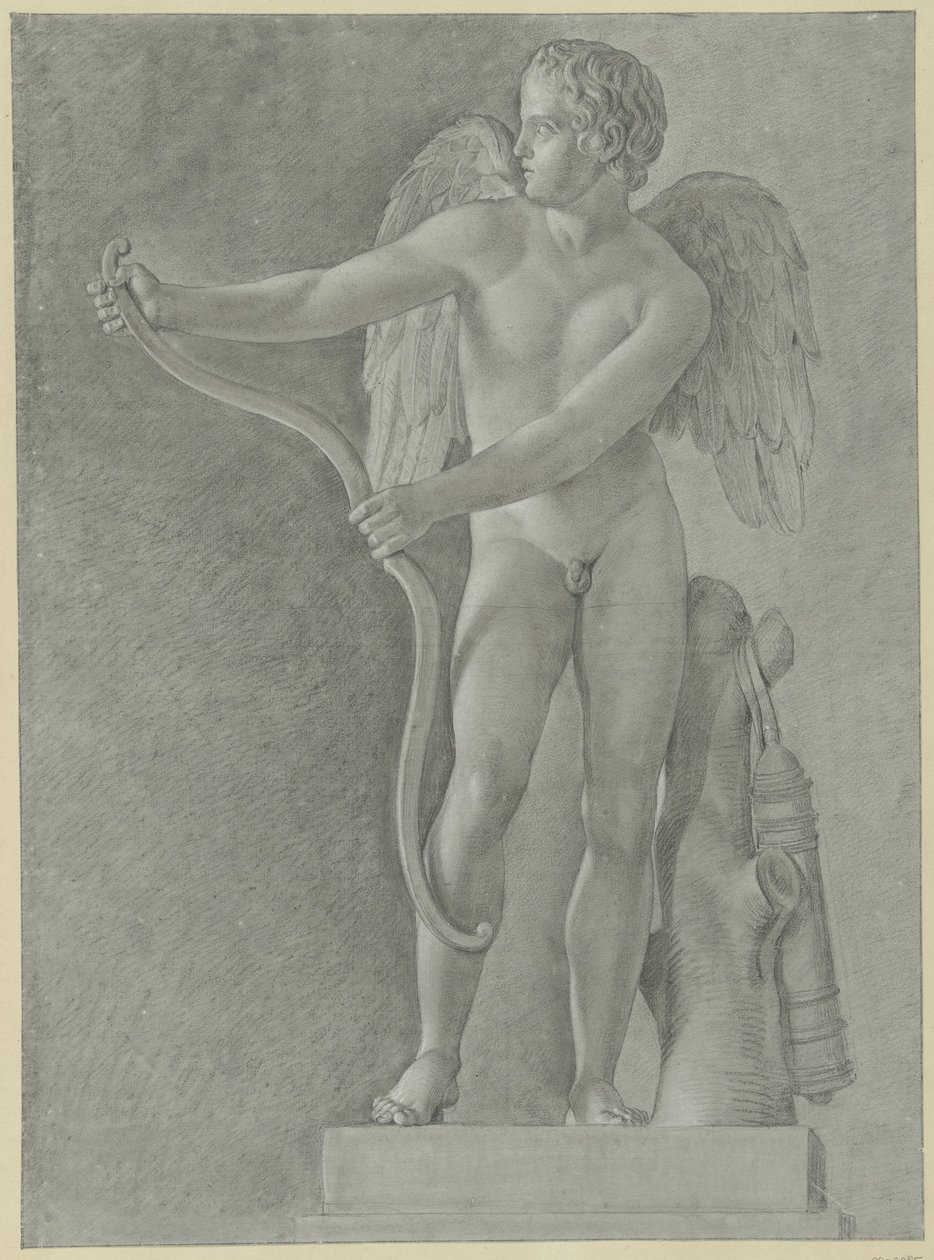 Studio di una statua di Cupido che tende il suo arco da Jean Grandjean