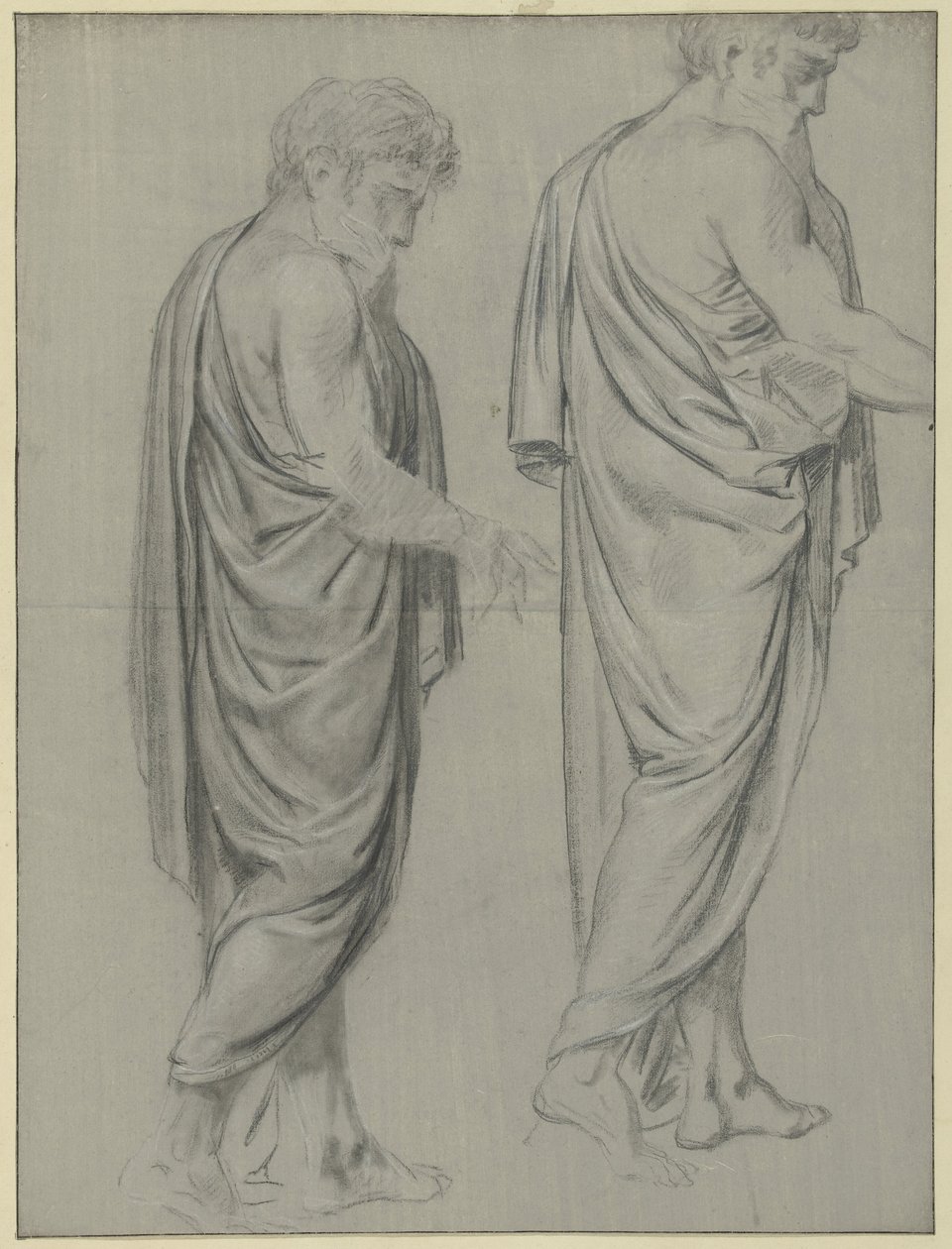 Due studi di drappeggio di un uomo che cammina, verso destra da Jean Grandjean
