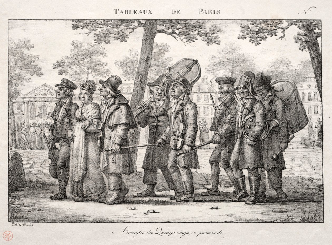 Scene di Parigi: Ciechi del Quinze Vingts, in cammino da Jean Henri Marlet