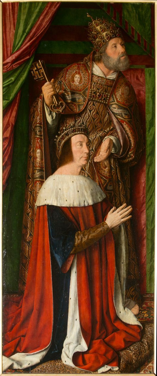 Pietro II di Borbone con San Pietro (dettaglio) da Jean Hey