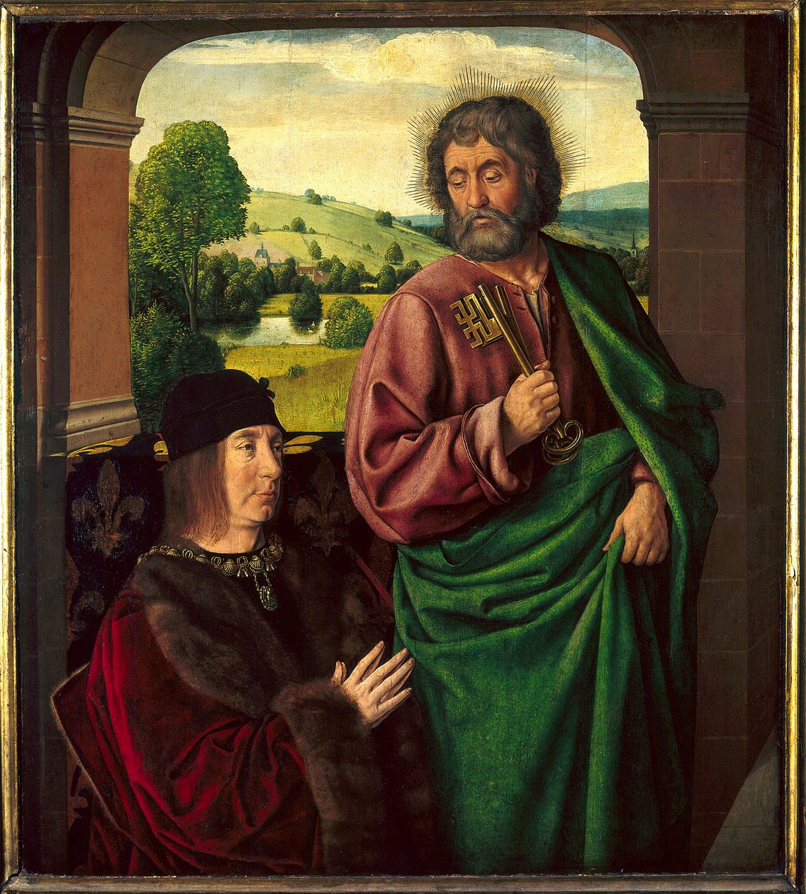 Ritratto di Pierre II de Beaujeu, Duca di Borbone (1439-1505) Presentato da San Pietro da Jean Hey