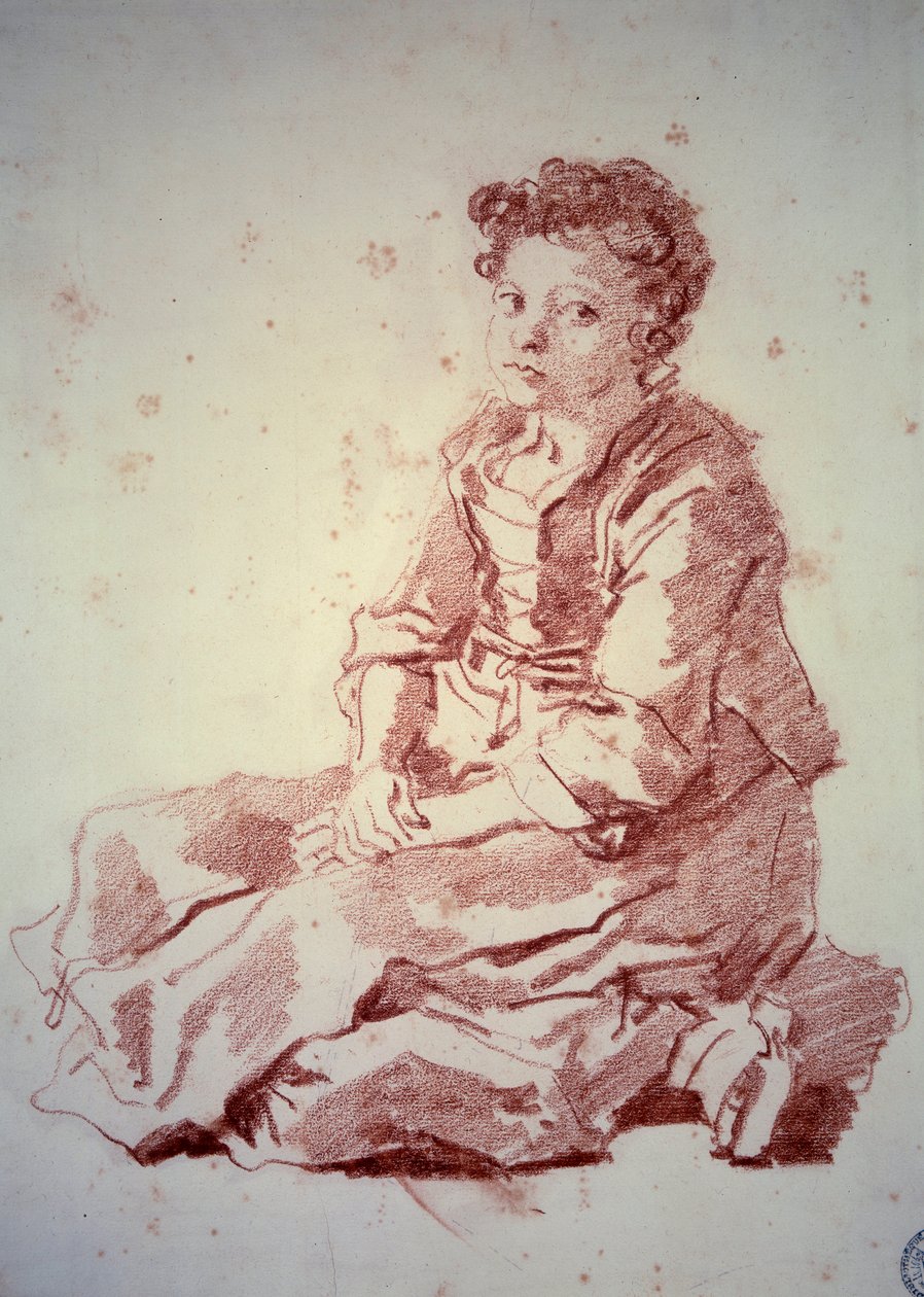 Bambina seduta sui talloni. Sanguigna di Jean Honore Fragonard (1732-1806) 1774 Besancon, Museo delle Belle Arti da Jean Honore Fragonard