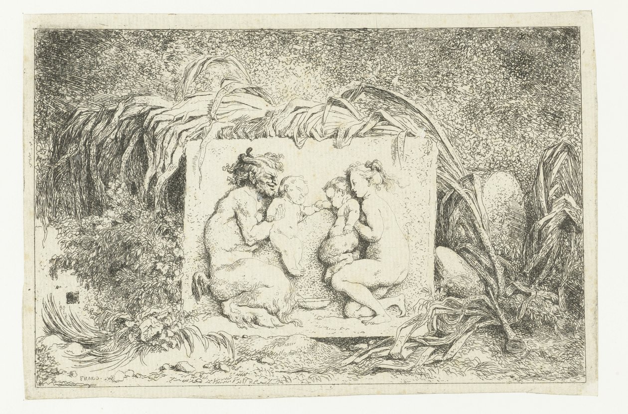 Satiro e ninfa con due bambini da Jean Honore Fragonard