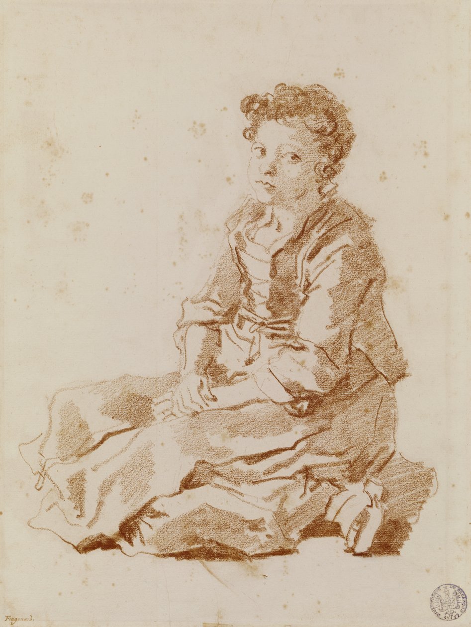 Bambina seduta per terra da Jean Honore Fragonard