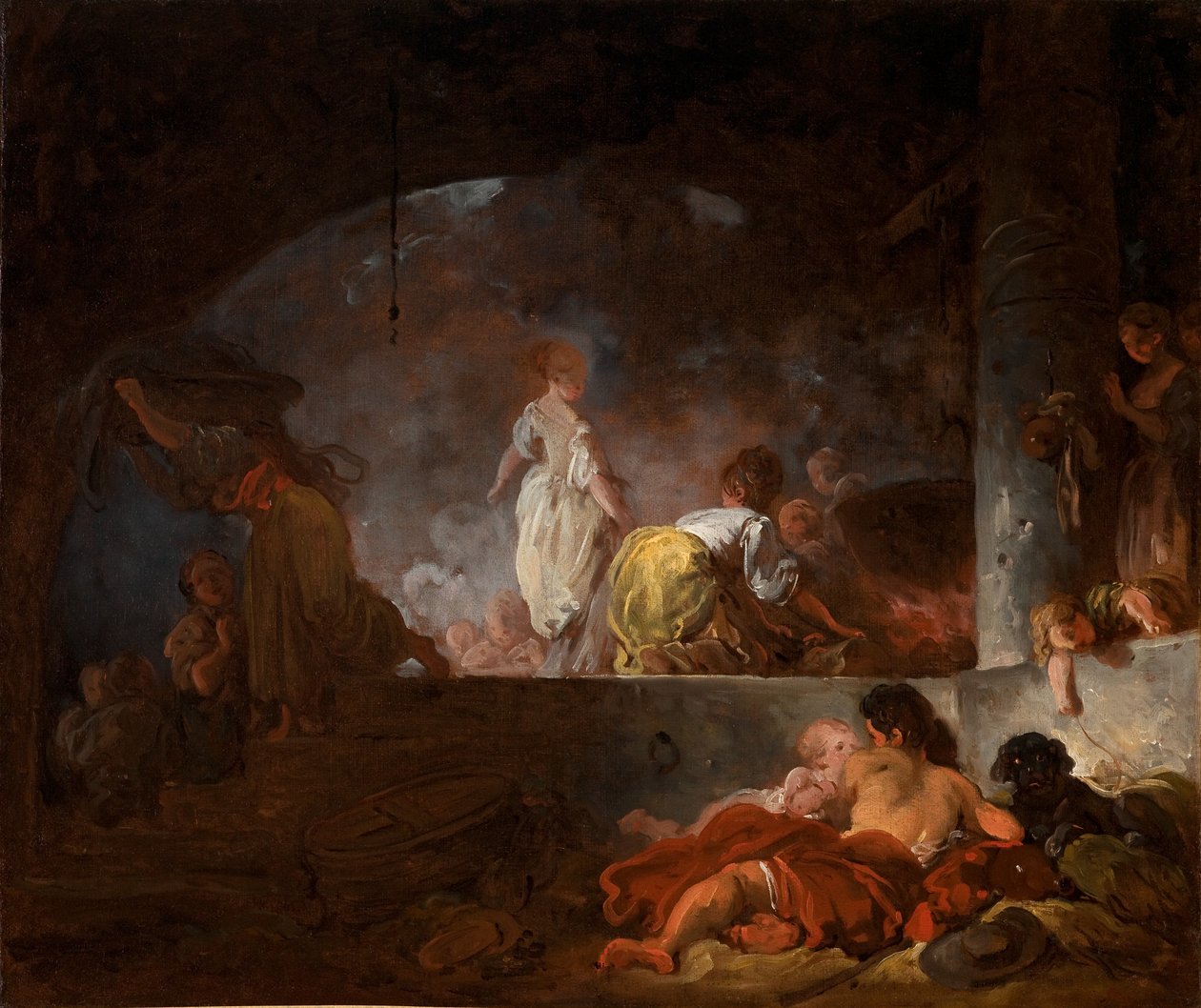 Le lavandaie, 1756-61 circa (olio su tela) da Jean Honore Fragonard