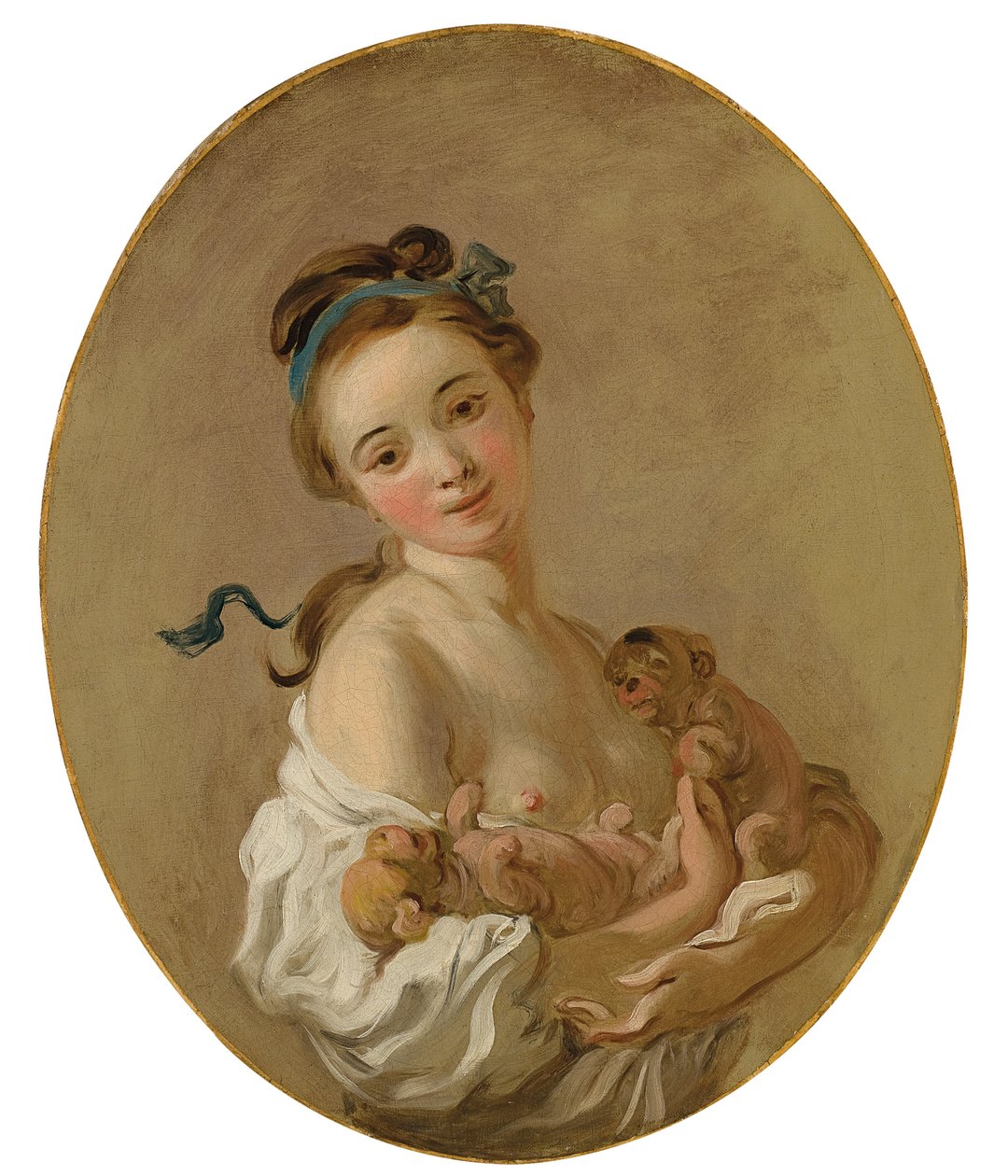 Ragazza giovane che tiene due cuccioli, c.1770 da Jean Honore Fragonard