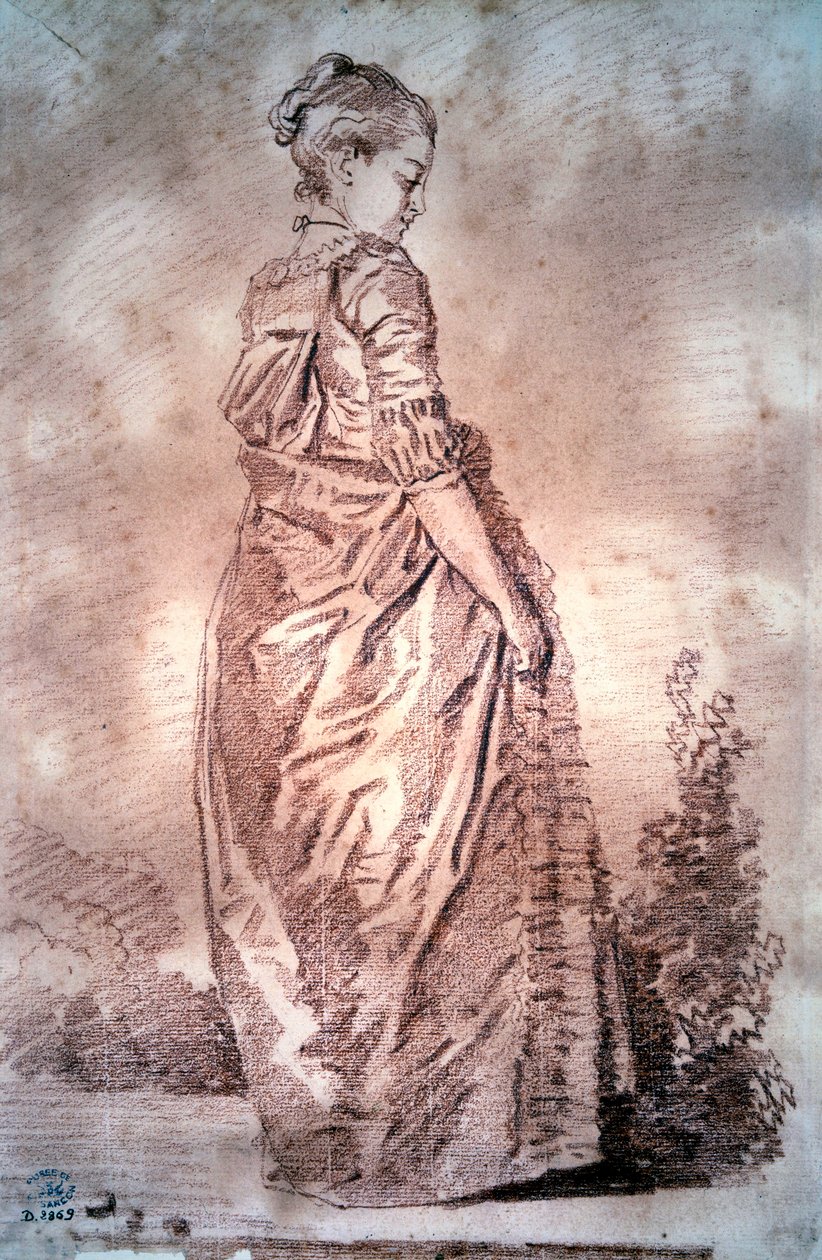 Giovane donna che cammina da Jean Honore Fragonard
