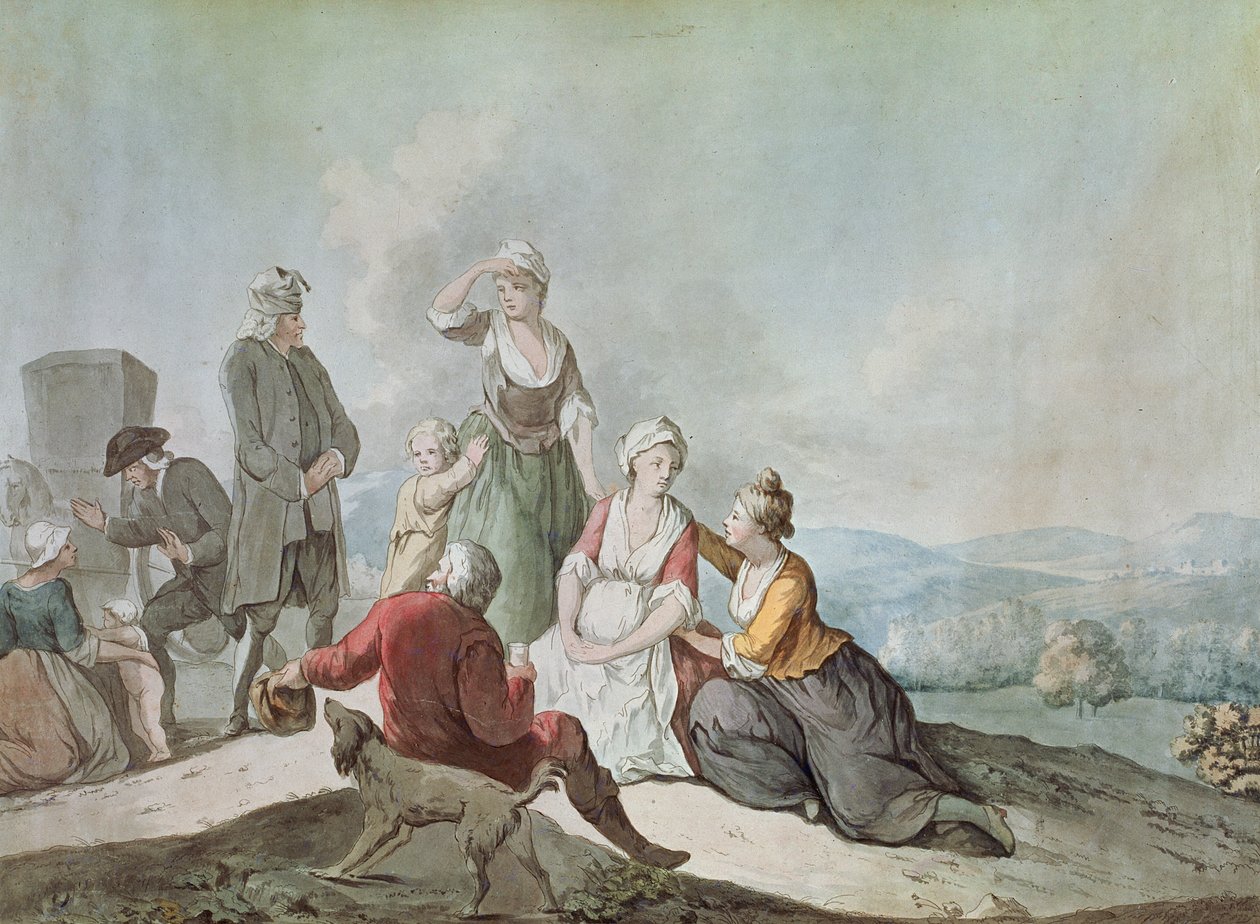 Voltaire che conversa con i contadini a Ferney da Jean Huber