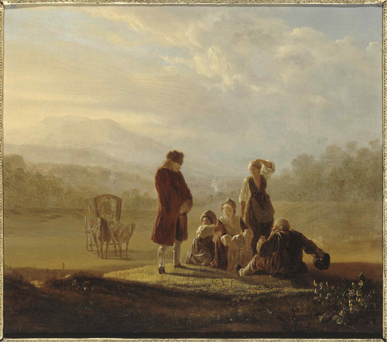 Voltaire e i contadini di Ferney, ca 1770 da Jean Huber