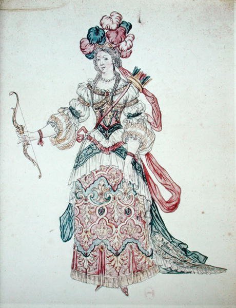 Donna con arco, costume teatrale da Jean II Berain