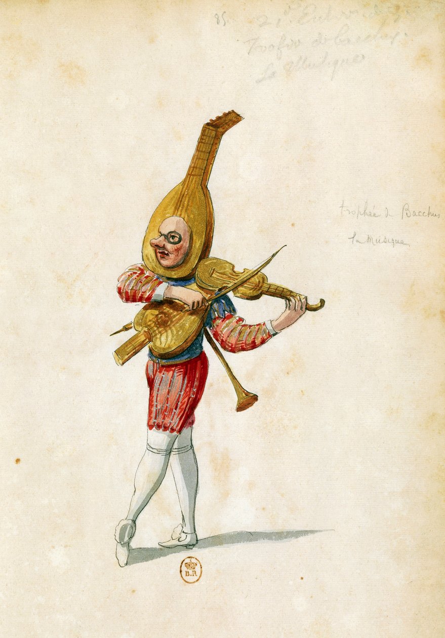 Bozzetto di costume di Jean Berain il Vecchio per Le feste di Amore e di Bacco, balletto di Jean-Baptiste Lully, rappresentato al Palais-Royal di Parigi, 15 novembre da Jean I  Berain