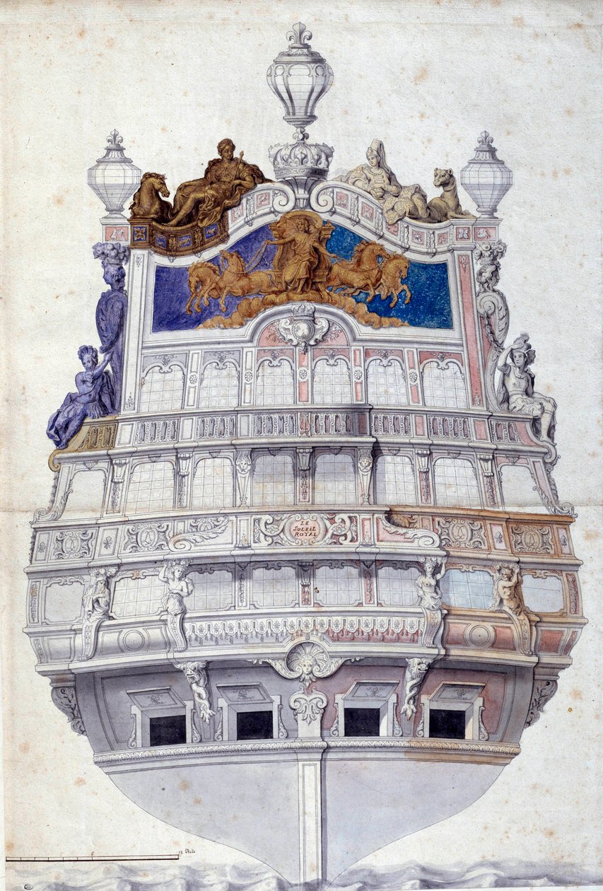 Decorazione della poppa della nave Le Soleil Royal da Jean I  Berain