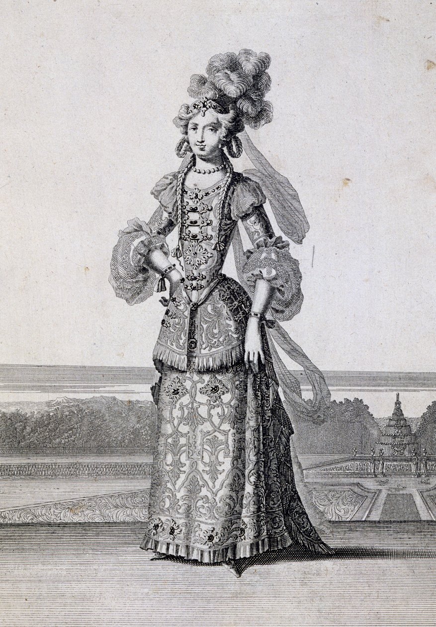 Costumi da balletto femminile, incisione di Jean Berain il Vecchio, Francia da Jean I  Berain
