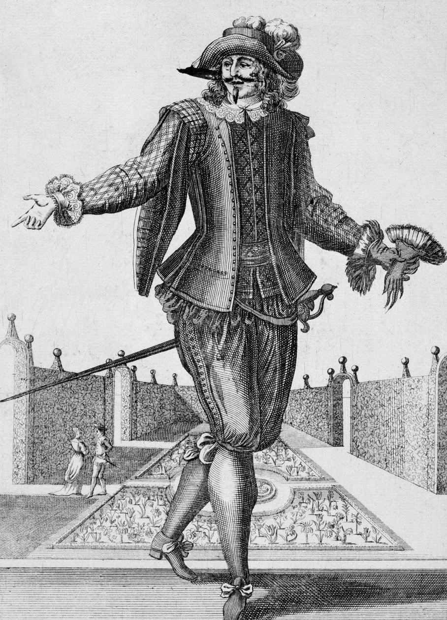 Attore serio, costume di scena, incisione di Jean Berain il Vecchio (1637-1711), Francia da Jean I  Berain