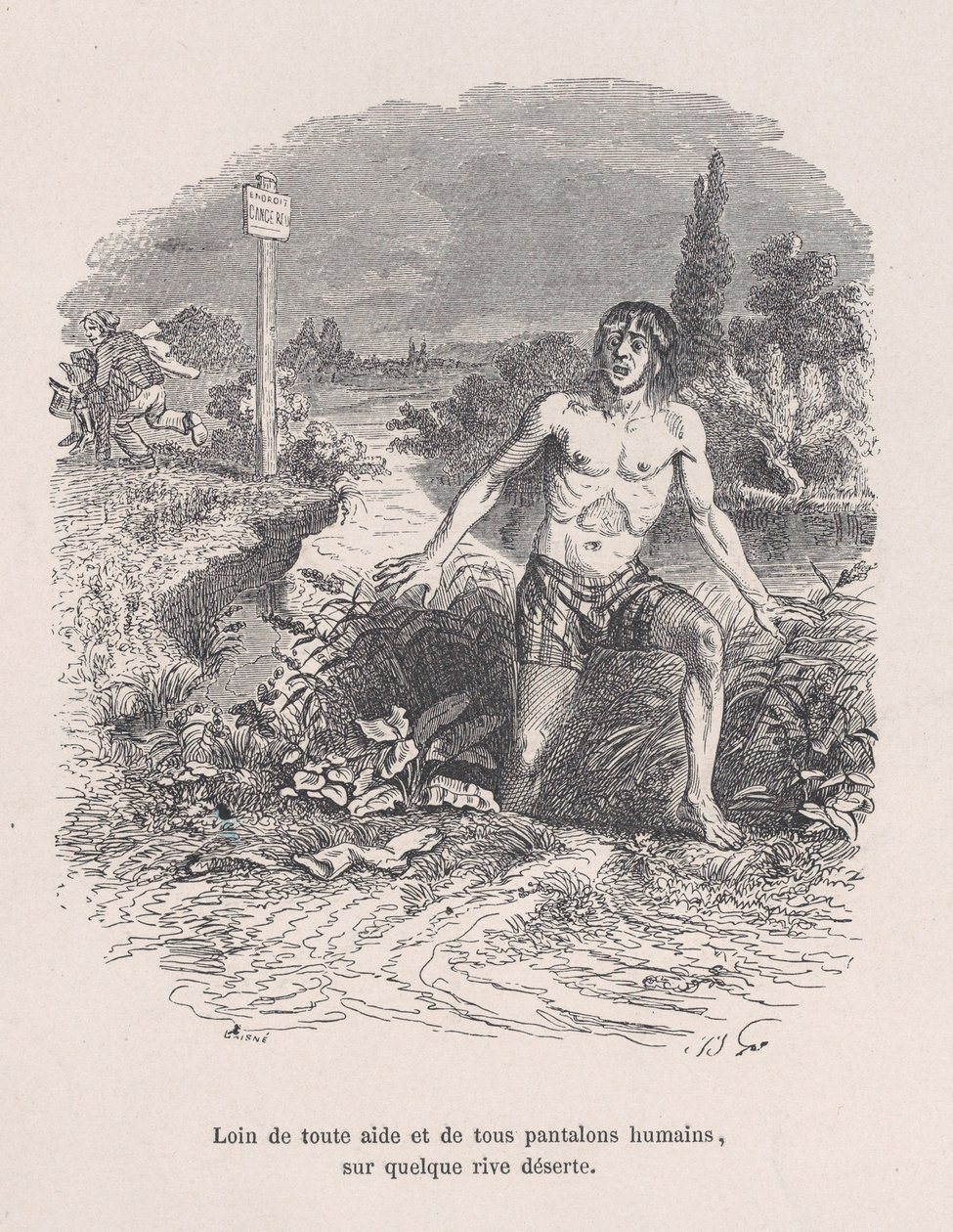 Lontano da ogni aiuto e senza pantaloni, su qualche spiaggia deserta dalle Piccole Miserie di H..., 1843 da Jean Ignace Isidore Gérard
