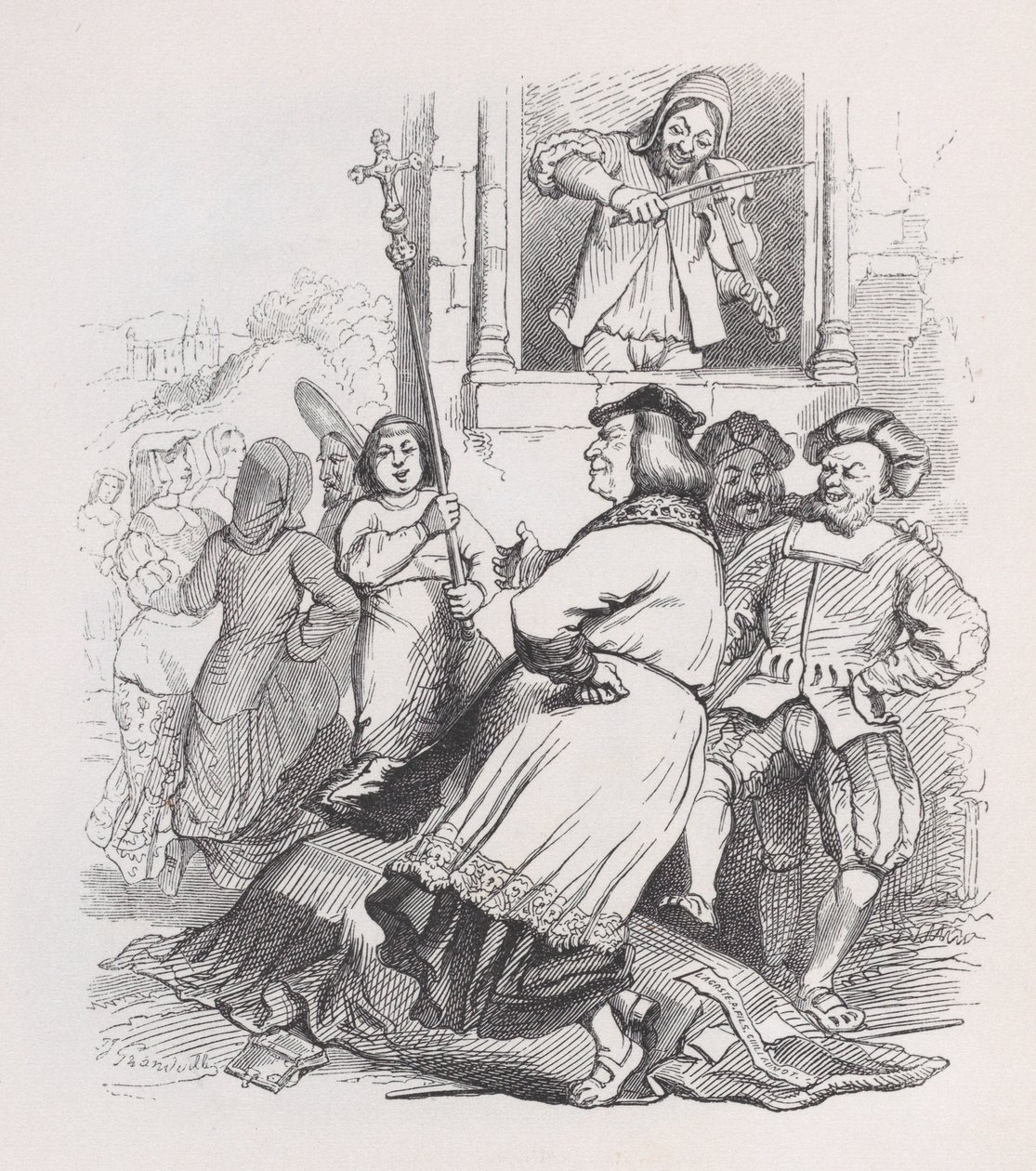 Il violinista di Meudon da Le opere complete di Béranger, 1836 da Jean Ignace Isidore Gérard