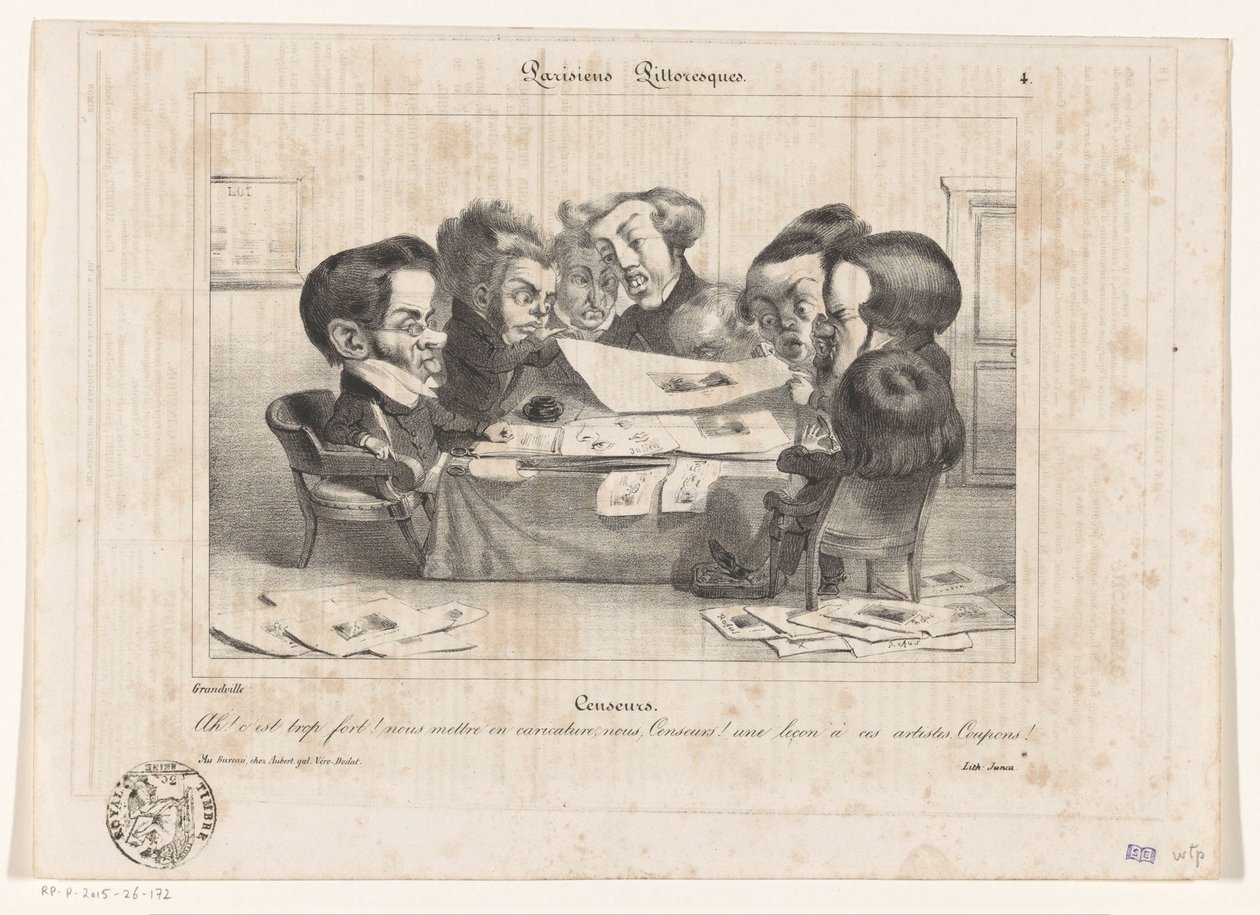 Caricatura dei censori francesi (Censeurs, Parisiens Pittoresques) da Jean Ignace Isidore Gérard Grandville