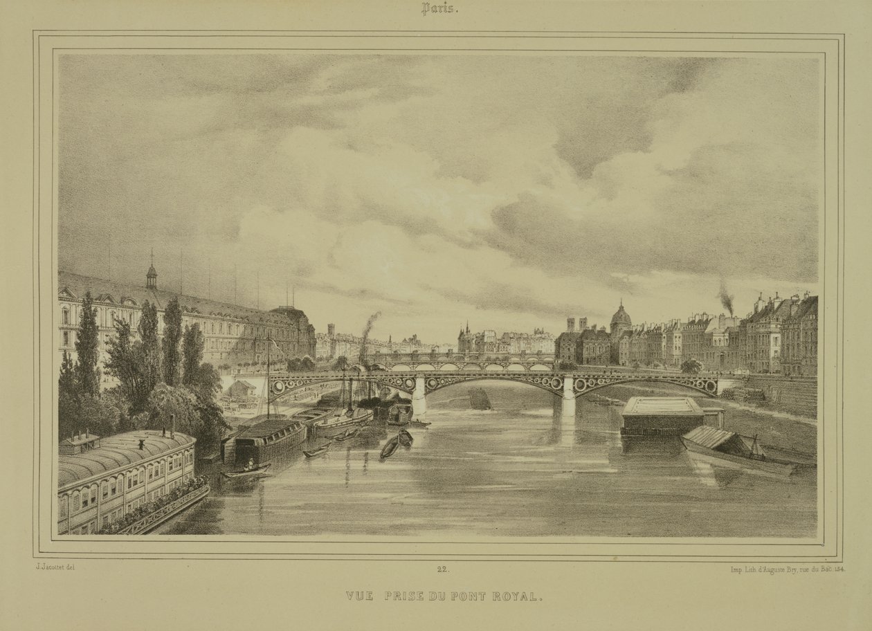 Vista del Pont Royal, pubblicato da Auguste Bry da Jean Jacottet