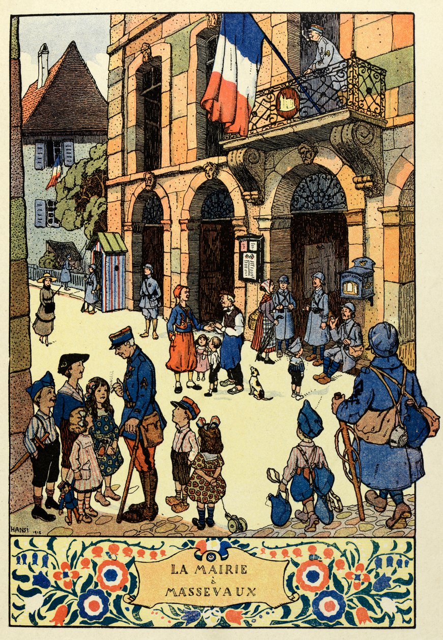 Il paradiso tricolore; Il Municipio di Massevaux 1918 da Jean Jacques (1873 1951) Waltz