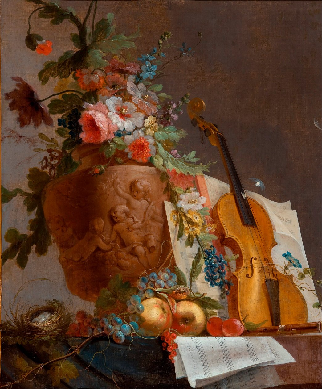 Natura morta con fiori e violino da Jean Jacques Bachelier