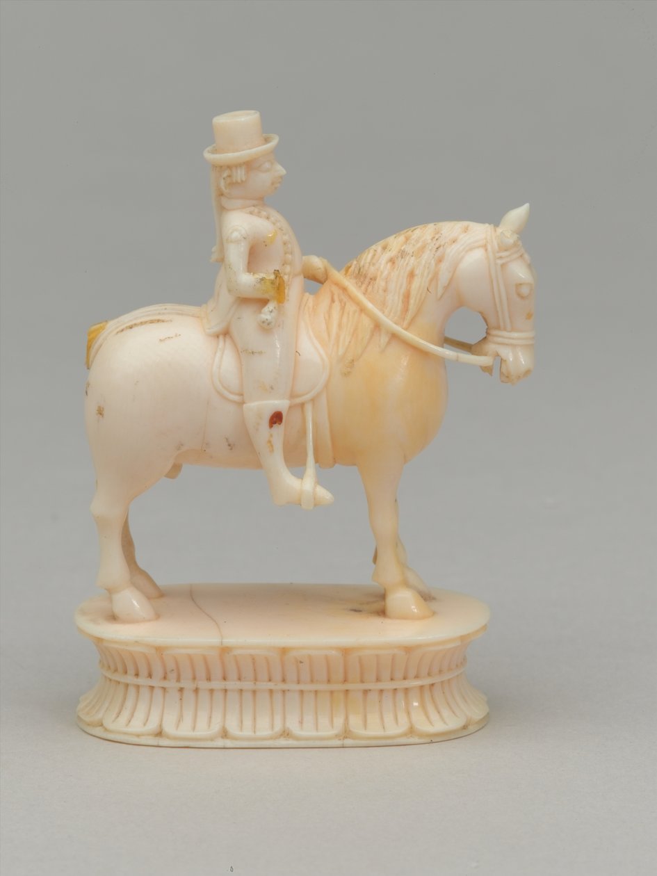 Cavaliere bianco, pezzo degli scacchi, India, circa 1820 da Jean Jacques Champin