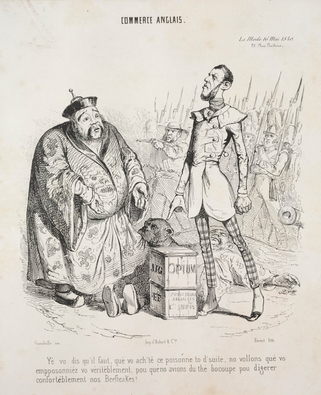 Commercio inglese. Ti dico che devi comprare questo veleno subito, non vogliamo che ti avveleni veramente, così avremo molto tè per digerire comodamente i nostri bistecche! da Jean Jacques Grandville