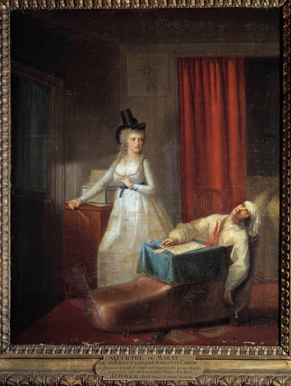 Assassinio di Charlotte Corday a Jean Paul Marat (1743-1793) il 13 luglio da Jean Jacques Hauer
