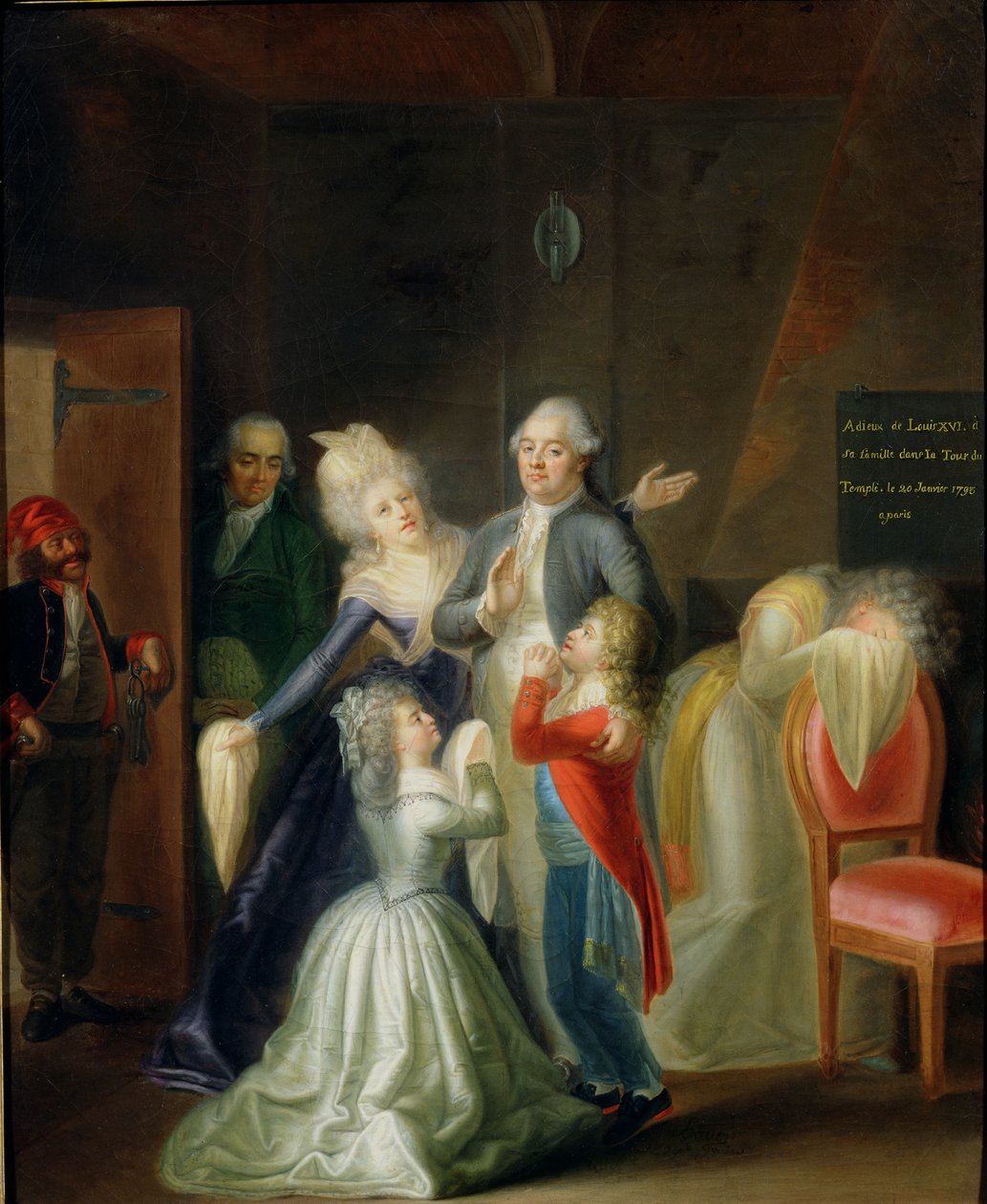 Addio a Luigi XVI dalla sua famiglia nel Tempio, 20 gennaio 1793 da Jean Jacques Hauer