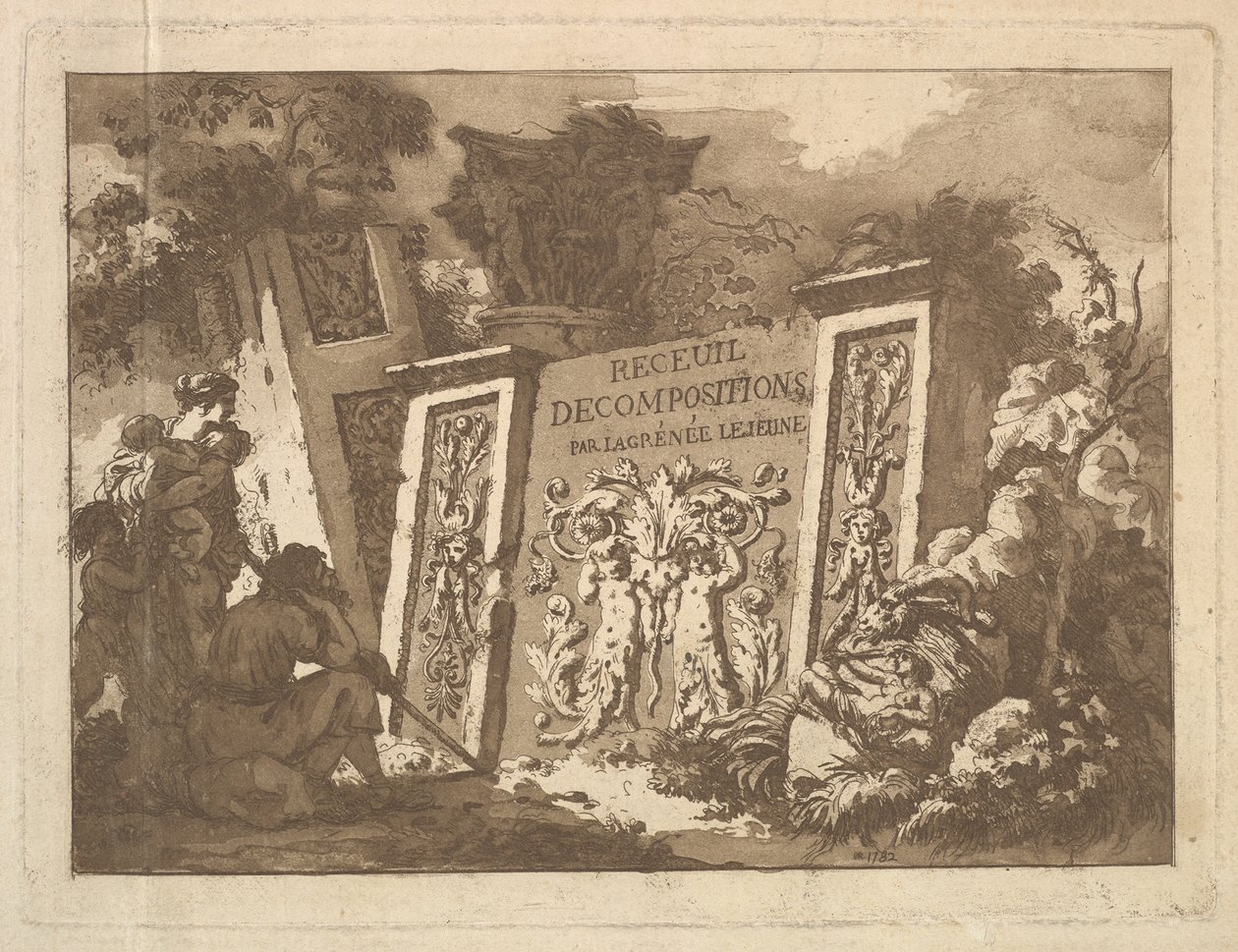 Frontespizio, da Recueil de Compositions par Lagrenée Le Jeune Collection of Compositio..., 1782 da Jean Jacques Lagrenee