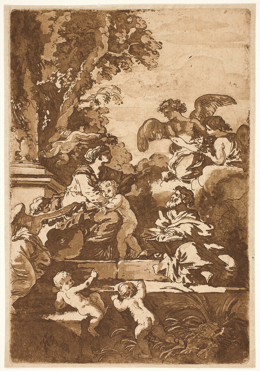 Sacra Famiglia con angeli da Jean Jacques Lagrenee