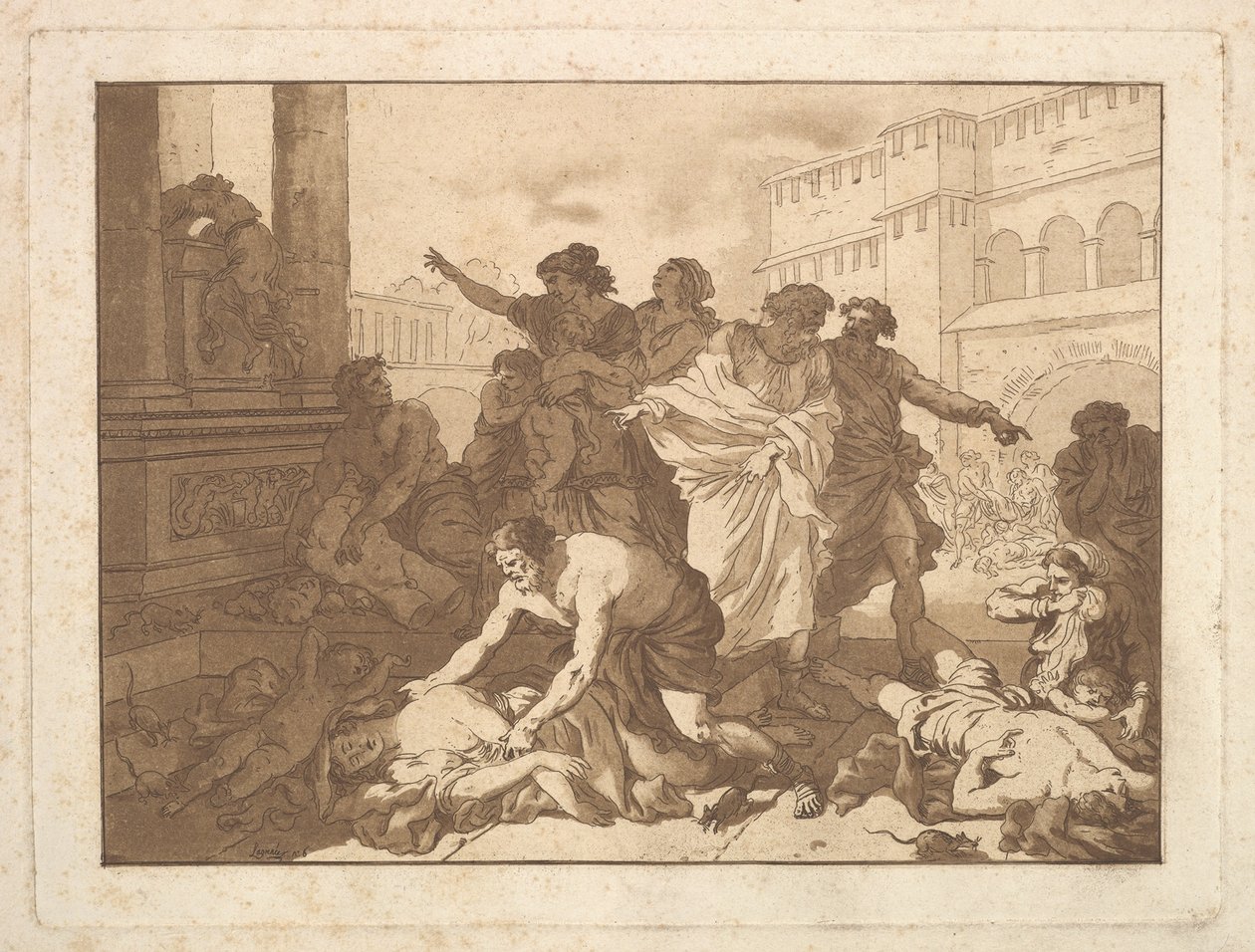 La peste tra i Filistei, in un album contenente R..., 1782-1821 da Jean Jacques Lagrenee
