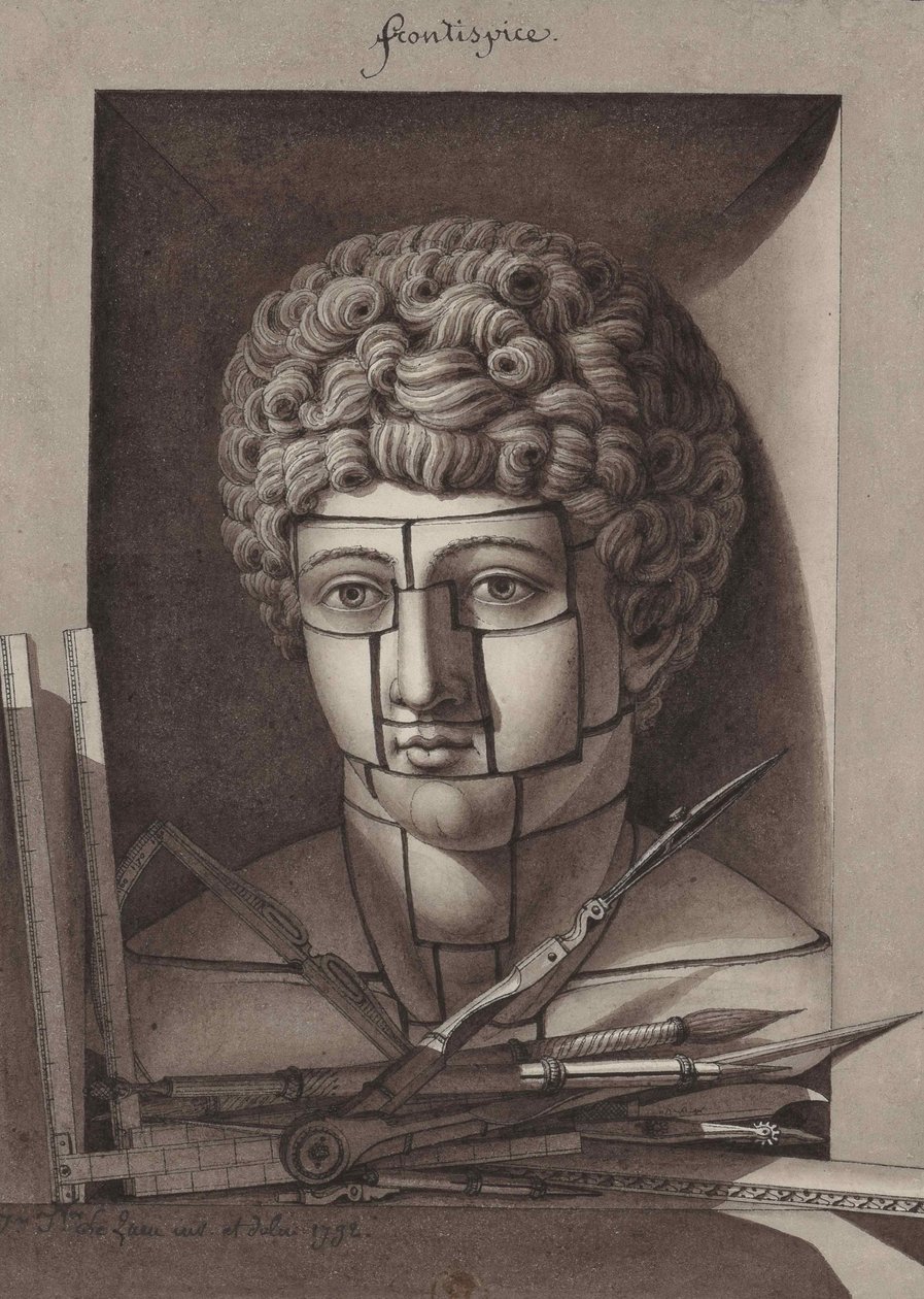 Frontespizio del Nuovo metodo applicato ai principi elementari del disegno, 1792 da Jean-Jacques Lequeu