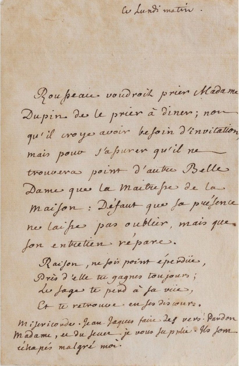 Corrispondenza tra Jean-Jacques Rousseau e Louise Dupin (1754 circa) (A05) da Jean Jacques Rousseau