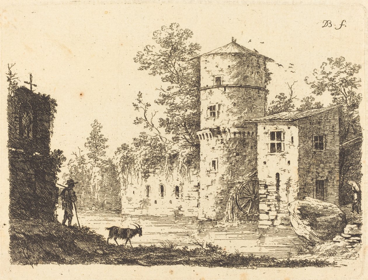 Antica Torre con Mulino ad Acqua da Jean Jacques de Boissieu