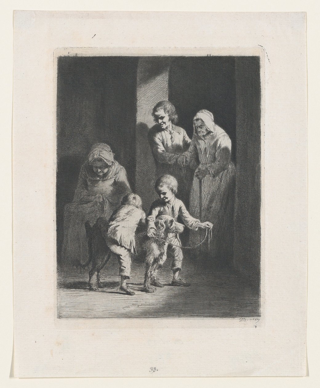 Bambini che giocano con un cane, 1789 da Jean Jacques de Boissieu