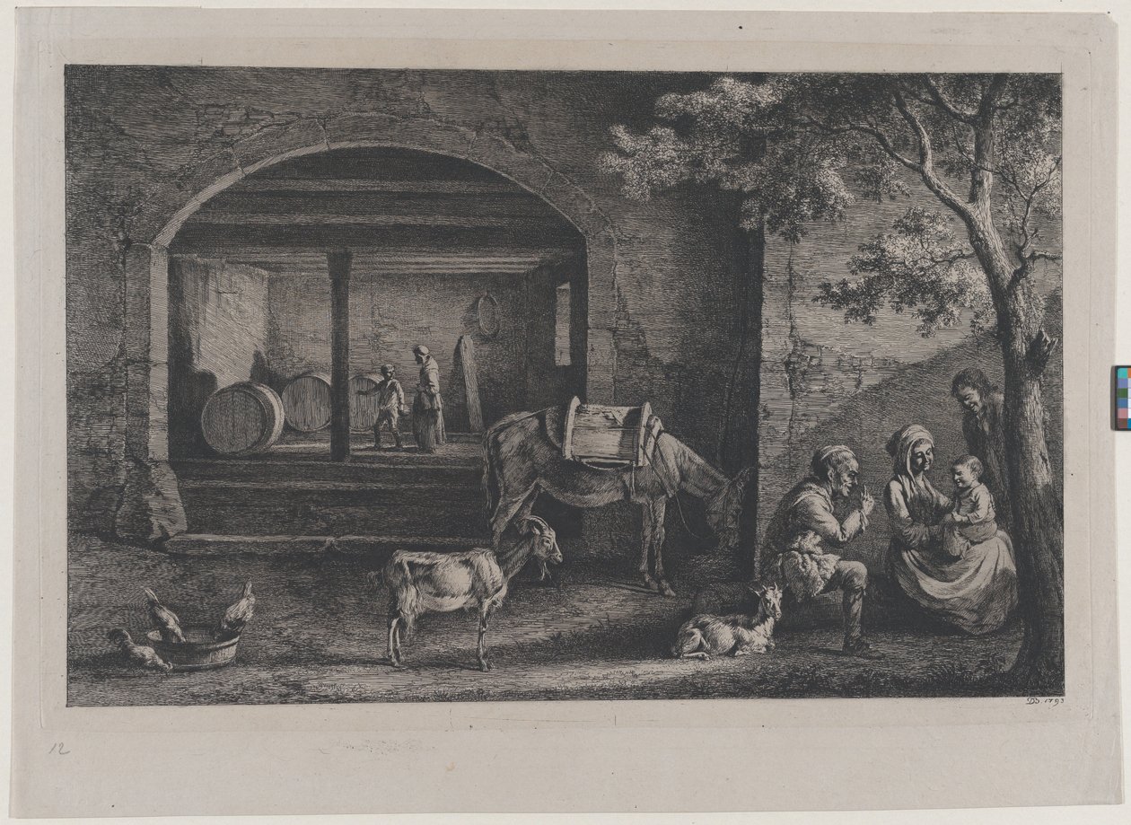 Interno di una Fattoria a Saint-Jean-de-Touslas, 1793 da Jean Jacques de Boissieu