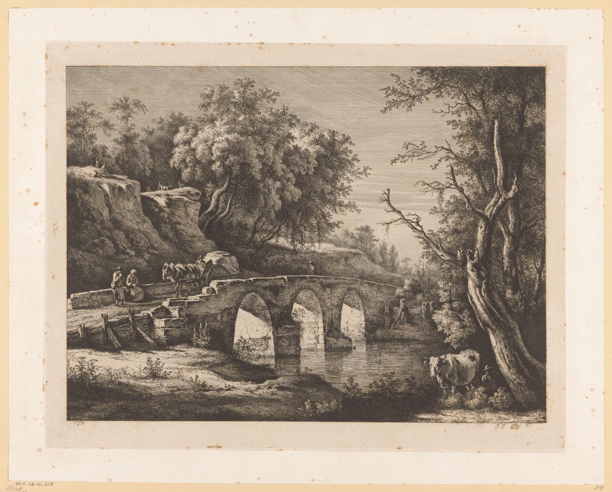Paesaggio con figure su un ponte di pietra da Jean Jacques de Boissieu