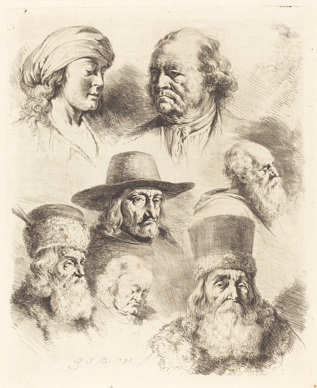 Sette studi di teste da Jean Jacques de Boissieu