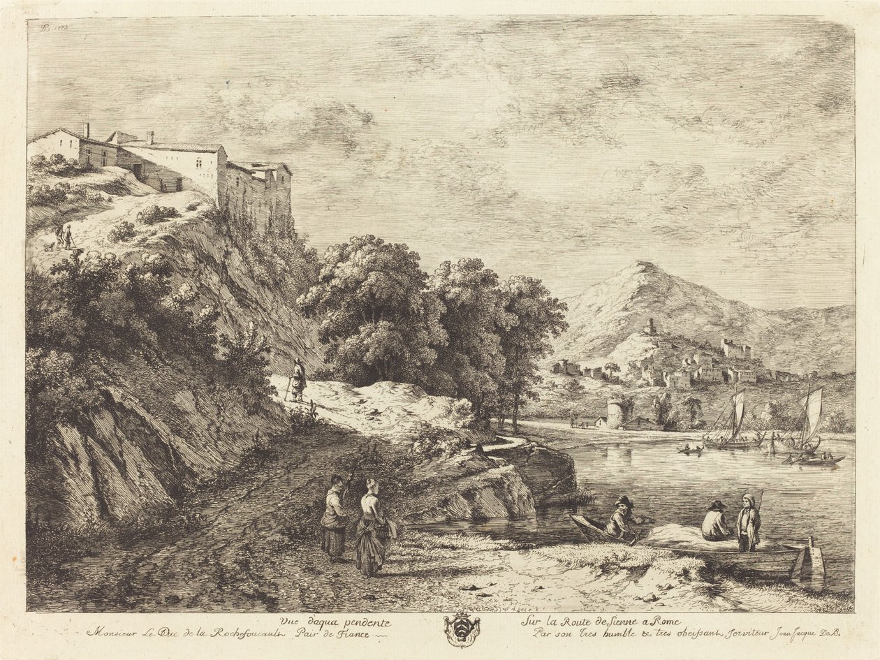 Vista di Aqua Pendente sulla strada da Siena a Roma da Jean Jacques de Boissieu