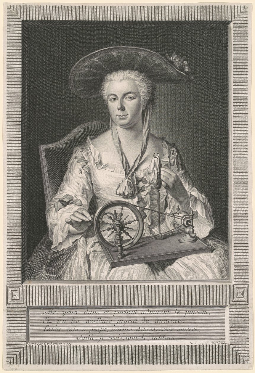 Madame Arlon che fila seta da Jean Joseph Balechou, after Jacques Andre Joseph Camelot Aved