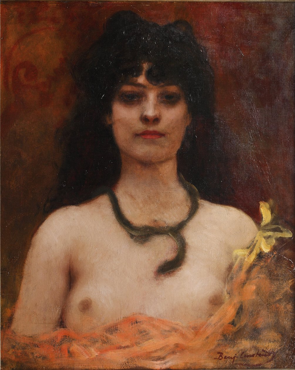 Benjamin Constant - Ritratto orientalista di donna nuda, lunghezza del busto da Jean Joseph Benjamin Constant