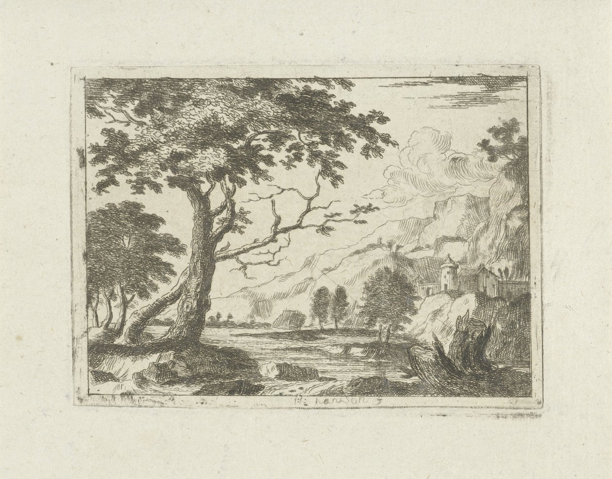 Paesaggio montano con un fiume da Jean Joseph Hanson