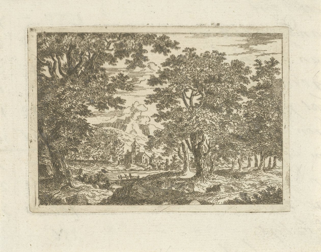 Paesaggio con edificio in pietra da Jean Joseph Hanson