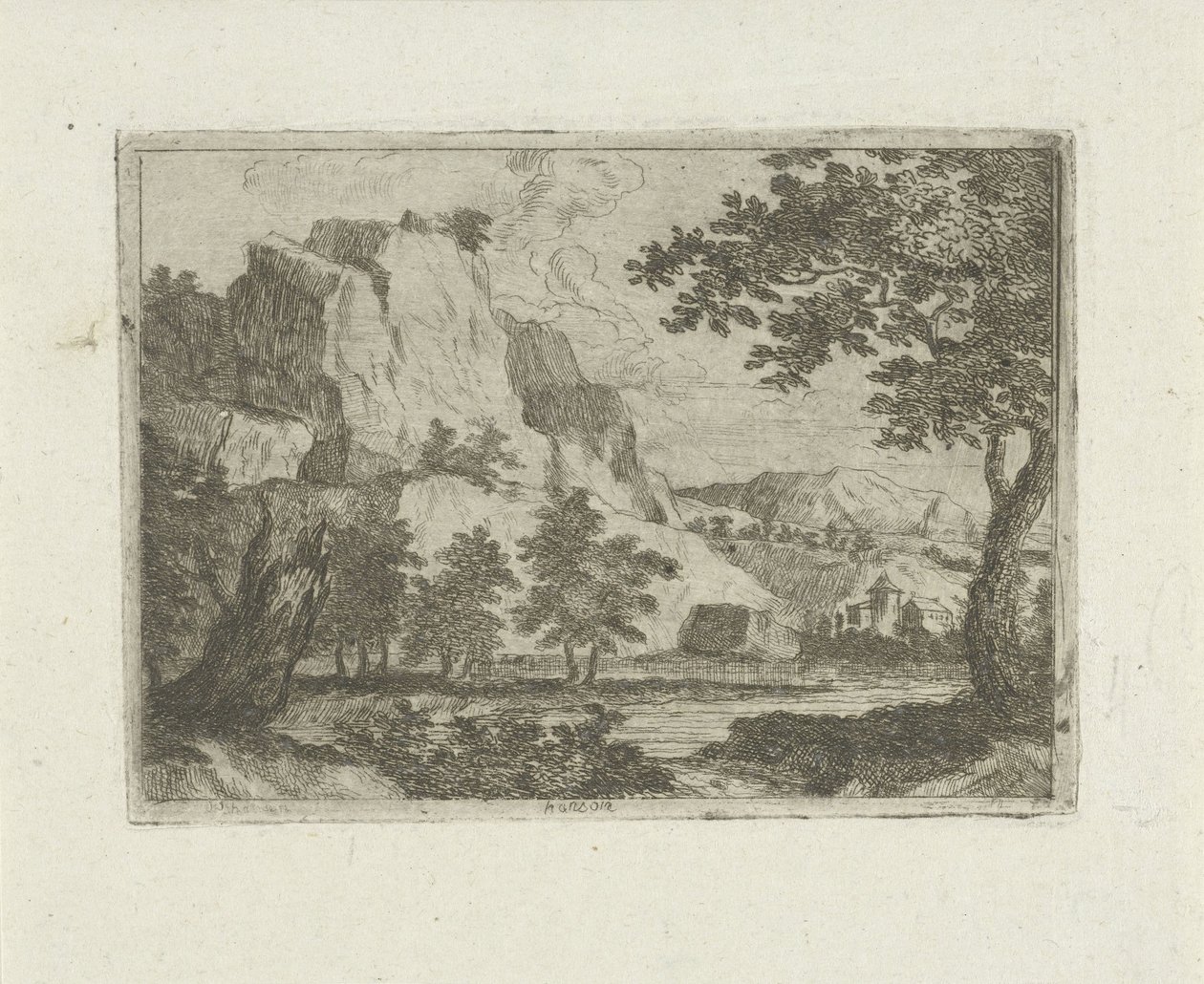 Roccia in un paesaggio fluviale da Jean Joseph Hanson
